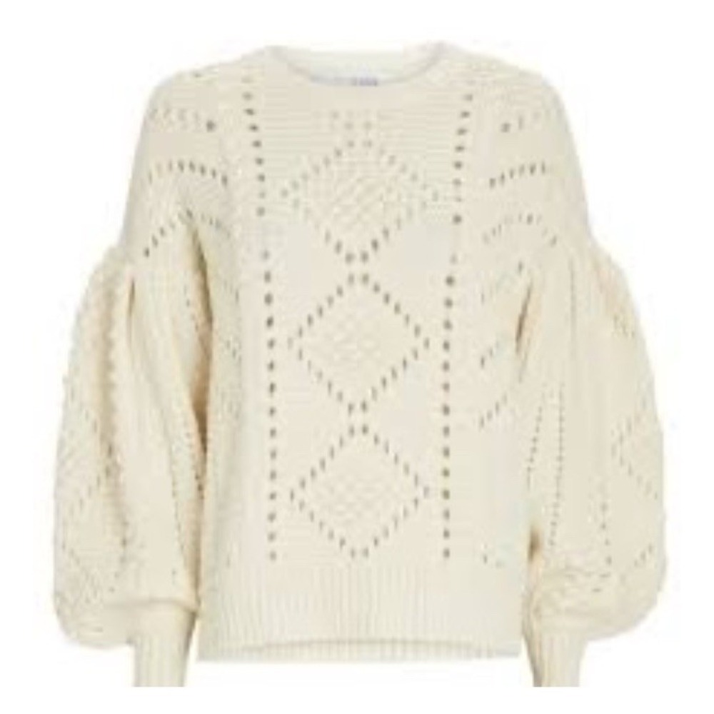 Intermix Women's Brianna Bobble Sweater Top Cream Size S. Wool Cashmere Blend